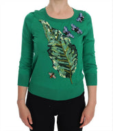 Dolce & Gabbana Green Silk Crystal Banana Sweater -   -  Dolce & Gabbana.
